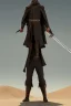 Placeholder: farsi man is the god of power and evil The commander wears a black cloak and a long coat with long combat boots and a long spear with a hat under his cloak with blue flame eyes, a sword like a spear The sun in the palm of a brave man in the middle of the desert A battle iron suit with the ability to fly, made for humans