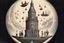 Placeholder: 1800's art style, people on top of a rocketship to the moon