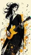 Placeholder: minimalism,Abstract black and gold minimalism geometric surreal beautiful fashion portrait playing the guitar ,splash art explosion,minimalist surreal surrounding music notes background,surreal lonely depth,deep soul spirit,fantasy surreal geometry,flat,utopia,album art,cover art,album cover,cinematic,8k,epic movie still,sharp focus,by Gustav Klimt,pascal blanche,rutkowski,repin,artstation hyperrealism painting concept art of detailed character,design matte painting,leaf,