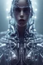 Placeholder: cyberpunk, chrome body, women, portrai, open mouth, perfect skin, tron, cyborg , perfekt, real, dream, hr giger