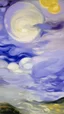 Placeholder: A light palish violet high sky with bubbly clouds painted by Edvard Munch
