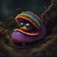 Placeholder: Fuzzy cute psychedelic caterpillar sitting on a forest floor mushroom, hyper realistic. psychedelic, baroque, photorealistic