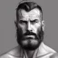 Placeholder: painted portrait of rugged man, nordic god, dark hair, shaved sides, masculine, mid-aged, handsome, upper body, shaved, grey and silver, muscular, hairy torso, fantasy, intricate, muscular, elegant, highly detailed, digital painting, artstation, concept art, smooth, sharp focus, illustration, art by gaston bussiere and alphonse mucha