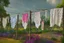 Placeholder: Beautiful lace pants of different colours drying on a clothesline in a flower garden, centre, bold colours elegant fantasy 8k beautiful dynamic lighting award winning imperial colors hyperrealistic ultra detailed 4K 3D high definition crisp quality colourful hdr, backlit, in sunshine