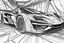 Placeholder: Visualize a black & white coloring book with thick contours and lines, all fitting within an 11x8.5 inch space. Sportscars with unique modifications and futuristic detailing for an edgy coloring experience.