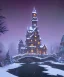 Placeholder: A magical snowy warlock castle with river canals in Christmas time