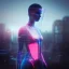 Placeholder: double exposure of a futuristic cyberpunk woman in an alien city by alessio albi --v 4