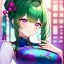 Placeholder: Clear focus, 8k, high quality, detailed, beautiful lighting, girl, vibrant colors, green hair, vibrant pink eyes, chinese clothes