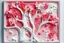 Placeholder: plasticine relief one tall long almond tree blossom abstract white pink and coral flowers