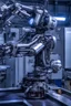 Placeholder: A cosmic AI robot precisely mills on a titanium alloy CNC machine, an extremely complex environment that is unacceptable to humans