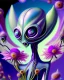 Placeholder: an ethereal alien creature with three eyes, with several extra limbs and slender composition, is i transitioning wild landscape full of flowers , highly polished, chrome airbrush style, dreamlike composition, color penciling color palette, surrealistic retro-futurism, fantasy, vintage scifi, psychedelic aesthetic, Camilla d'errica, pop surrealism, highly detailed, arthur lismet, artstation, 1960s psychedelic drawing, smooth