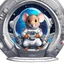 Placeholder: A shy mouse sits in a spaceship, it wears a space suit: ready to blast off!