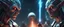 Placeholder: Close-up confrontation between an ancient alien outcast leader and a space broker, standing only a meter apart, intense eye contact, glowing crystalline rod between them, anger mixed with sadness, dramatic facial expressions, shallow depth of field, cinematic lighting, stylized 3D anime, airbrush painting, crisp outlines