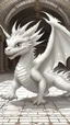 Placeholder: fluffy adorable baby white dragon,run around the Palace