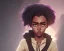 Placeholder: Portrait of cute black kid warlock girl with long dark curly hair and big lips by Nick Harris