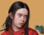 Placeholder: ying in the bathroom, photorealistic illustration, Billie Eilish