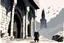 Placeholder: Ведьмак Геральт входит в огромную одинокую башню