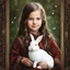 Placeholder: very beautiful realistic10 years old girl with a Rabbit