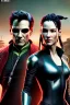 Placeholder: The Matrix twins, dreadlocks, resolution, intricate details, ornate details, soft lighting, vibrant colors, retroanime, masterpiece
