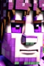 Placeholder: a close-up portrait of a purple Minecraft face, boy, 3d, large pixel style