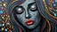 Placeholder: masterpiece Impasto style oil painting of creating figure full an girl the face is made of granite terrazzo motifs black with textured brush strokes, long hair is made of immersive experience, intricate and detailed, trippy psychedelic Pointillist bright, lively and colorful explosions mirrors dry, and closed eyes. Cubist granite abstract descending from a amazing stained glass spirograph sheets slanted ribbon lines, a sheets spiral geomatrical, Express live brushwork brings depth and texture to