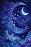 Placeholder: moon and stars with clouds celestial waves blue and purple