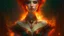 Placeholder: fire goddess portrait looking straight ahead with intricate latex collar, magic the gatheing, cinematic, cgsociety, 8k, hires, rococco, baroque, symmetry, occult, cosmic, beautiful, elegant, cinematic, portrait, free space, Pierre-Auguste Renoir Charlie Bowater --v 6.0