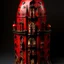 Placeholder: A dark red vampire castle with mosquitoes designed in Matryoshka dolls painted by Michelangelo di Lodovico Buonarroti Simoni