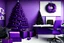 Placeholder: Photo realistic modern managers office background decorated for the holidays, 3d, decorations on tree in purple, realistic