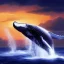 Placeholder: beautiful humpback whale jumping out of turbulent ocean water, stunning, magnificant, sunset sky, 8k resolution, high-quality, fine-detail, detailed matte, illustration, digital art, brian froud, howard lyon, greg rutowski, Life of Pi