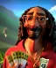 Placeholder: Snoop Dogg, cigar with dollars burning, jungle background, hyper realistic