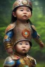 Placeholder: Thailand baby head portrait, warrior costume, village, meditation, woods, cyberpunk, 8k quality