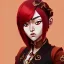 Placeholder: portrait of South Korean woman dressed in red, steampunk