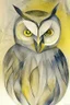 Placeholder: abstract watercolour of an owl by barbara hepworth and paul klee in gold and grey