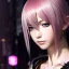 Placeholder: Detailed girl, woman, pink hair, yorha 2b hairstyle, au'ra final fantasy, scaled horns coming out the side of the head, intricate details, full body portrait, keep head in frame, slight smile, black Japanese motif, concept art, highly detailed, digital painting, concept art, A very cute girl full body,wearing a short skirt, au'ra scales