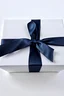 Placeholder: white gift box with sky blue bow