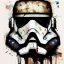 Placeholder: photorealistic scout trooper helmet with weathered painting , illustration on coarse canvas by <agnes cecile> and <Yoji Shinkawa>, ornate and intricate details , soft smooth lighting, ultra detailed concept art,