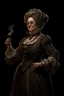 Placeholder: Step back in time to the Victorian era and meet the most formidable aunt you'll ever encounter. Her stern demeanor is softened by her warm heart, and her posh British accent adds an air of refinement to her already high born mage features. This D&D character is brought to life in stunning detail with full body visible against a solid black background, making for a truly captivating image.