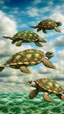 Placeholder: A white cloudy sky with fast flying turtles designed in ancient Roman mosaics painted by Gustave Courbet