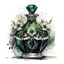 Placeholder: watercolor drawing of a dark Gothic green perfume bottle with emeralds and flowers and white lace, on a white background, Trending on Artstation, {creative commons}, fanart, AIart, {Woolitize}, by Charlie Bowater, Illustration, Color Grading, Filmic, Nikon D750, Brenizer Method, Side-View, Perspective, Depth of Field, Field of View, F/2.8, Lens Flare, Tonal Colors, 8K, Full-HD, ProPhoto RGB, Perfectionism, Rim Lighting, Natural Lighting, Soft Lighting, Accent Lighting, Diffraction Grading, Wit