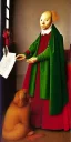 Placeholder: A dog in Jan Van Eyck style painting