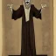 Placeholder: Greek Orthodox nosferatu vampire with a long beard made of flesh with long arms and a robe made a human faces