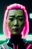 Placeholder: portrait, Asian cyborg woman, samurai warrior :: symmetry photography, cyberpunk style, pink hair, perfect eyes, samurai helmet, tiger mask, black samurai army, katana, japanese traditional ornaments, pink, white, black, glow eyes, cinematic, Ultra realistic, dark scene, soft color, highly detailed, unreal engine 5, RTX, ultra detail, 3d, finely drawn, high definition.