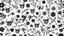 Placeholder: tracery of flowers, bones and skulls, black and white, Maximum minimalism