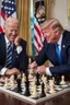 Placeholder: A hyper-realistic photo, Joe Biden and Trump in a game of chess,Trump smiling , 64K, hyperrealistic, vivid colors, (glow effects:1.2) , 4K ultra detail, , real photo