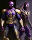 Placeholder: The combination of spider man and Thanos A brave warrior with a battle suit made of leather and robotic metal