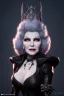 Placeholder: Mae West as evil queen in black leather, leather, busty, cleavage, angry, stern look. character design by cory loftis, fenghua zhong, ryohei hase, ismail inceoglu and ruan jia. unreal engine 5, artistic lighting, highly detailed, photorealistic, fantasy