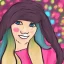 Placeholder: female face, long hair, fur, shall, blush, smile, colorful