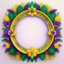 Placeholder: Round Frame in the colors of Mardi Gras green,yellow and purple on a light background to remove