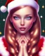 Placeholder: girl in Santa dress, close up portrait, Christmas colored hair, smiling